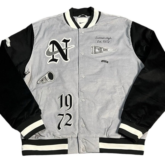 Men's Black and Baby Blue Nike Varsity Jacket